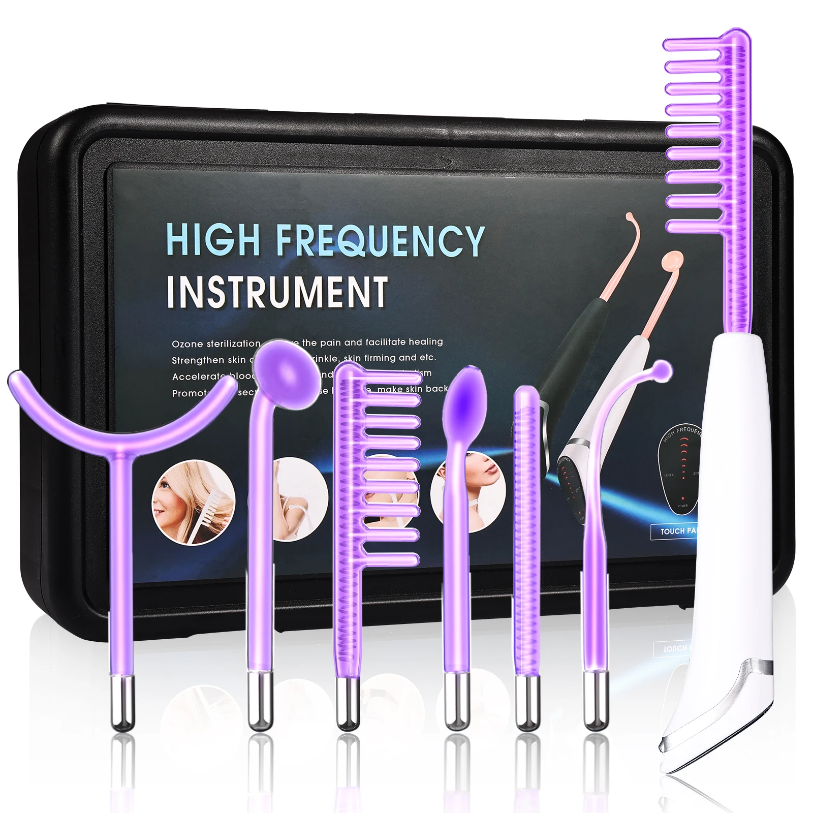 TouchPanelHighFrequencyFacialMachineForHairFaceElectrotherapyWandArgonTreatmentAcne