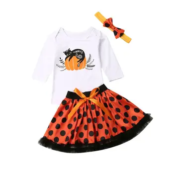 

Cute Toddler Baby Girl Halloween Clothes Pumpkin Tops Tutu Skirt Dress 2Pcs/Set 0-24 months