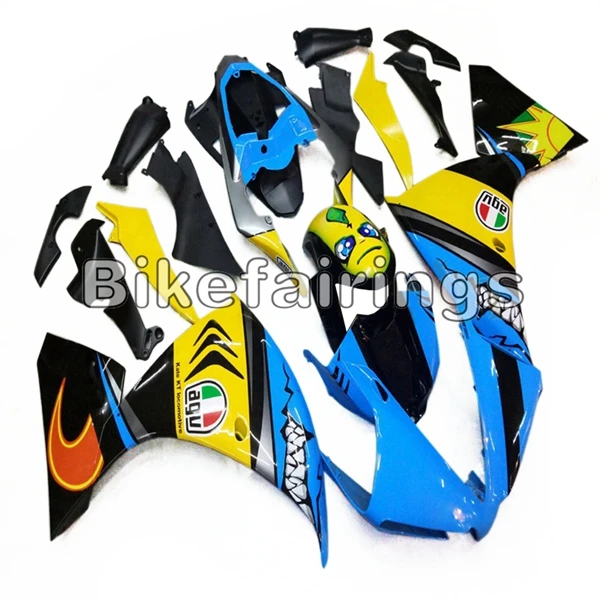 Акула Атака синий желтый Cowlings для Yamaha R25/R3 15 16 ABS впрыска полный панели