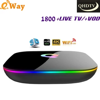 

RAM 4GB ROM 32GB Q PLUS TV Box Android 8.1 Arabic IPTV Smart TV Box QHDTV 1 Year Europe IPTV Code 1300+Live TV VOD