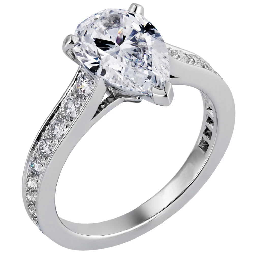 

14K Au585 White Gold Ring Women Wedding Anniversary Engagement Ring 3 Claw Water Drop Pear Moissanite Diamond Elegant Trendy