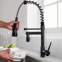 Черный смеситель на бортике для ванной и кухни, однорычажный кран для горячей и холодной воды, двойной поворотный носик, смеситель для кухни, кран с одним отверстием