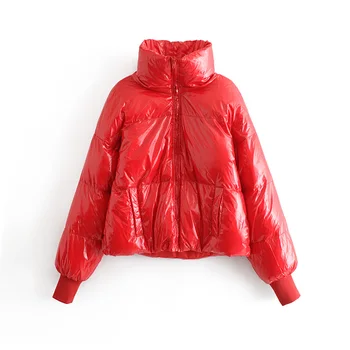 

VomVoa New Women's Winter Loose Comfortable Coat Windproof Warm Short Bread Coat Cotton Coat Bright Letter Print Coat