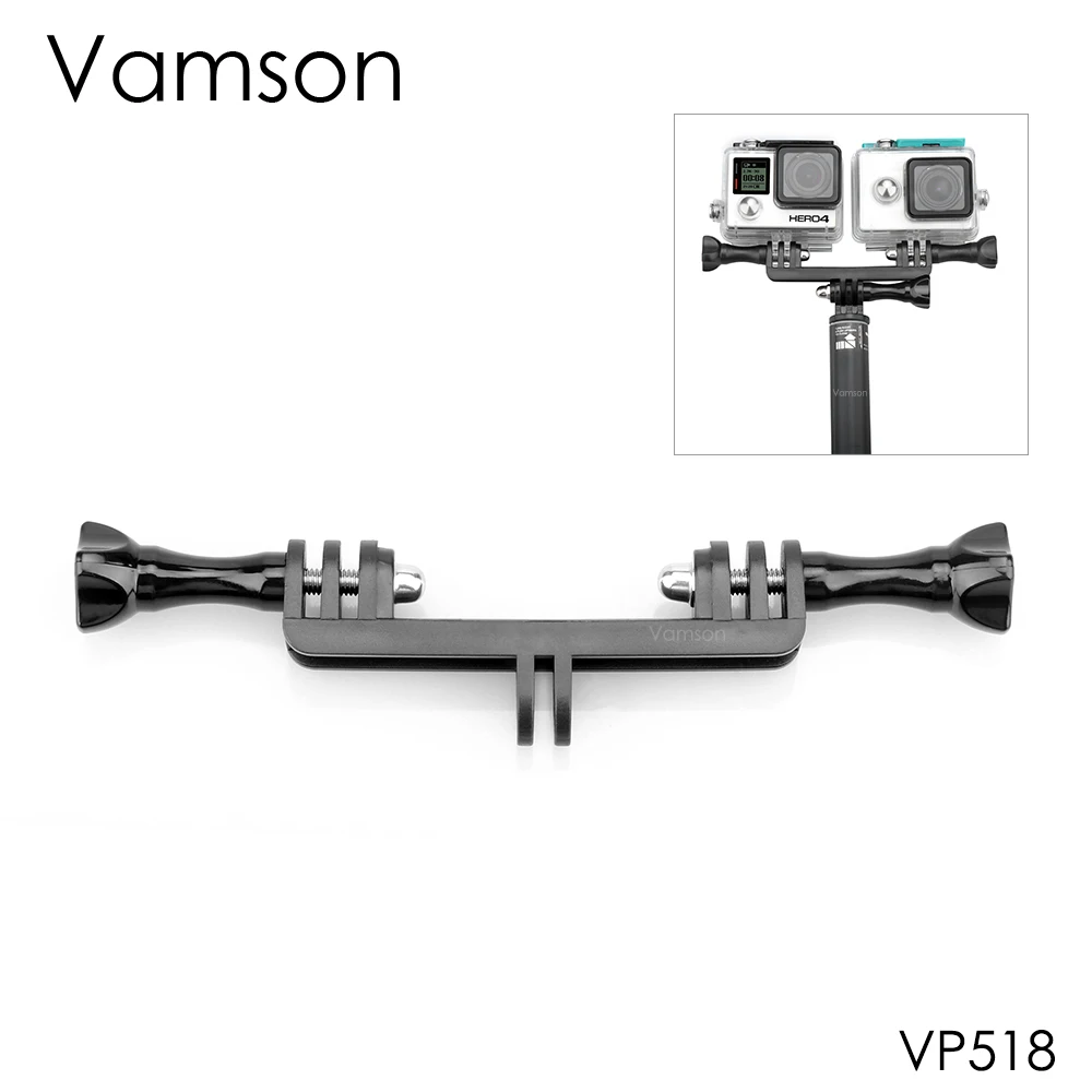 Vamson для Go pro аксессуары двойной кронштейн крепление моста Gopro Hero 8 7 6 5 4 DJI OSMO Yi 4K