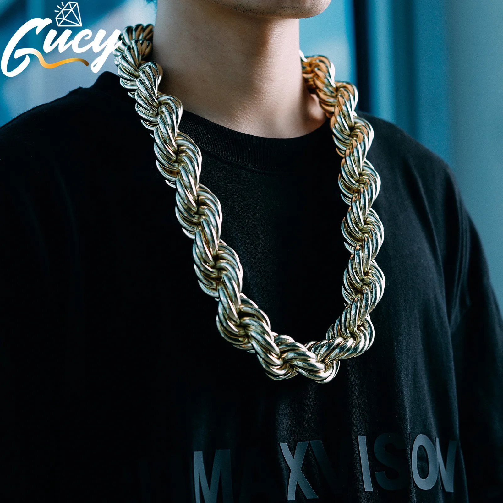 

GUCY Fashion 30MM Big Rope Chain Necklace Hip Hop Jewelry For Mens Party Gift