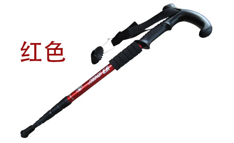 T-grip Red Трекинговые палки, прогулочная палка выдвижной Пеший Туризм полюс Альпинизм противоударной защитной плёнки для Пеший туризм для треккинга, ходьбы, телескопическая палка - Цвет: T-grip Red