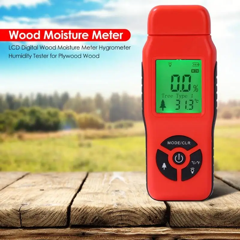 

Digital LCD Display Wood Moisture Meter Timber Paper Tree Damp Humidity Tester Automatic/Manual Shutdown Micro Feature