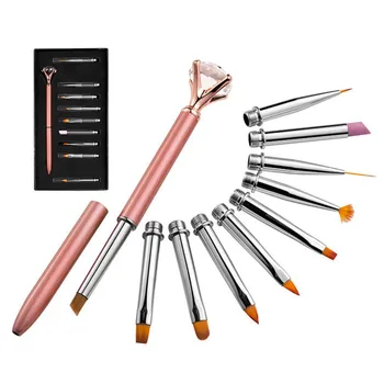 

10 Pcs/Set Nail Art Brush Set Nail Polish Rhinestone Brushes Gel Painting Drawing Pen Essential Dedicated Manicure Tools 2020