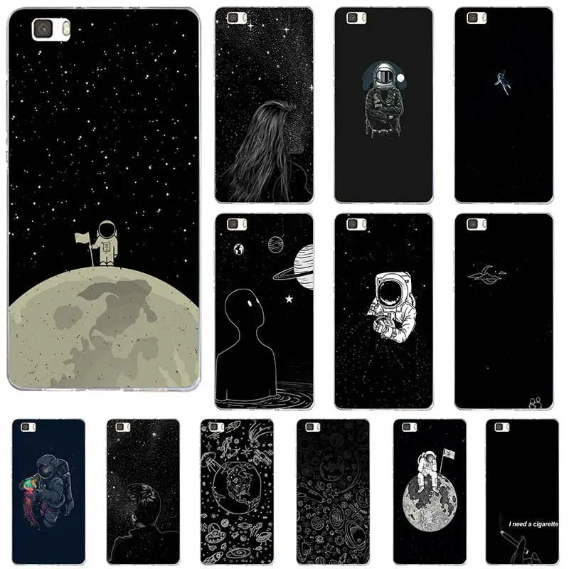 For Huawei P8 P9 P10 P20 Lite Mate 10 Pro Y5 Y6 II Y7 Honor 6X 7X 9 Soft Silicon Phone Cases Sky Space Planet Astronaut Stars | Мобильные