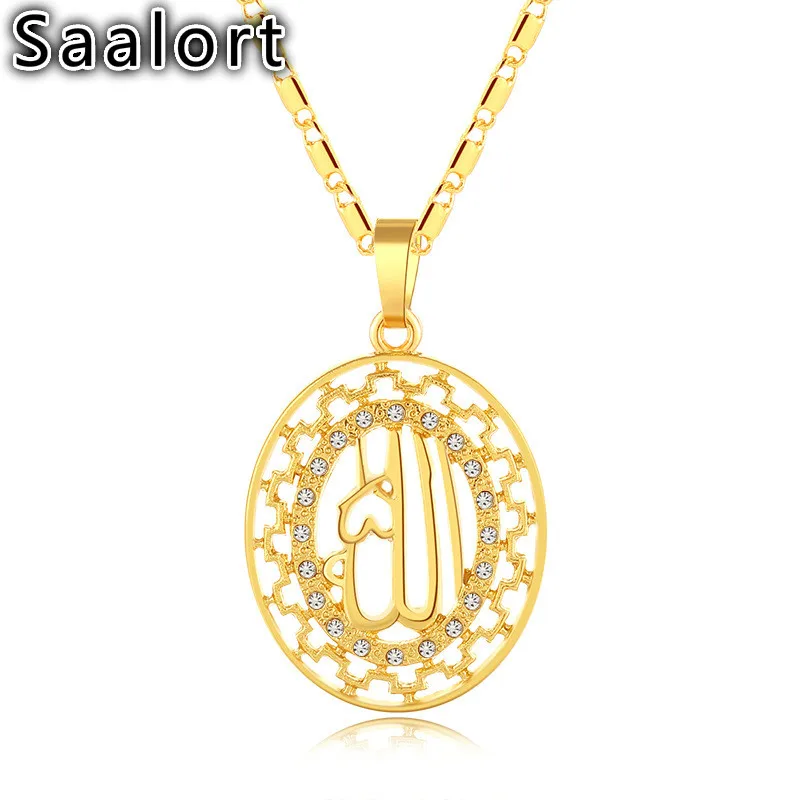 

Middle East Islam and Muslim Character Alloy Pendant Chain with Crystal Zircon Inlaid Exquisite Female Accessory Necklace