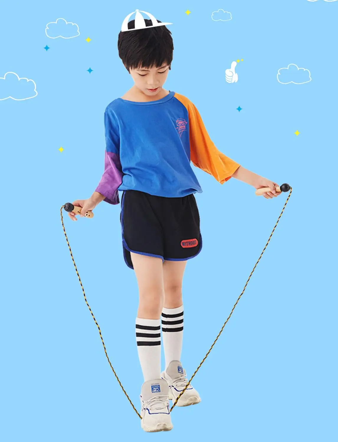 Bravokids детская деревянная ручка мультфильм Скакалка ученики Детский сад игра Регулируемая Скакалка спортивный фитнес
