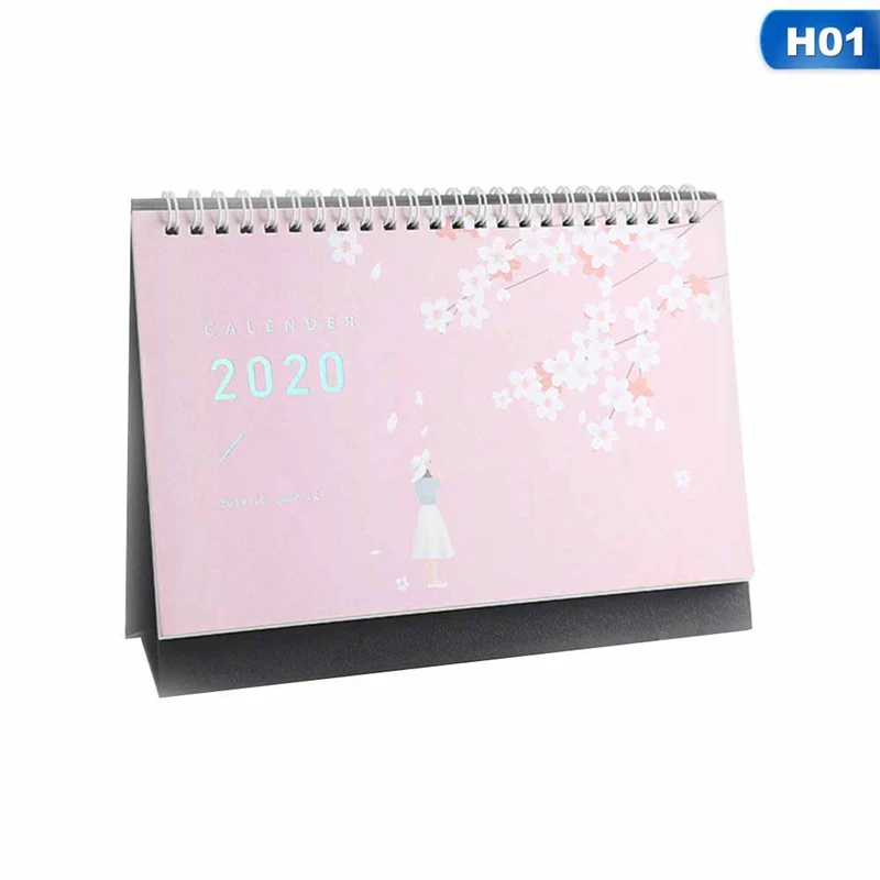 Beautiful Cherry Pattern Standing Paper Double Coil Calendar Memo Daily Schedule Table Planner Yearly Agenda Desk Organizer - Цвет: H01