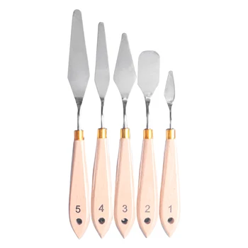 

5pcs Student School Supplies Palette Kit Spatula Professional Scraper Ultra Thin Stainless Steel Drawing Oil Painting Tool