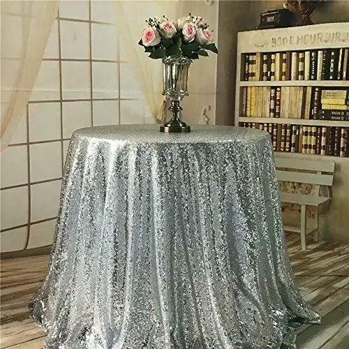 Модные брендовые Новые горячие круглые скатерти с блестками, скатерти для стола, свадебные украшения, вечерние столовые приборы - Цвет: Серебристый