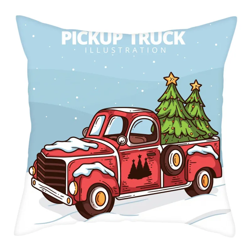 Fuwatacchi красный грузовик наволочки Рождественская елка рождественский Чехол на подушку украшения для дома год диван обивка 45*45 см - Цвет: PC12751