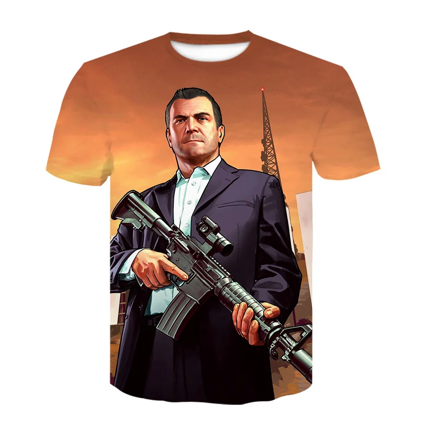 Grand Theft Auto игра GTA 3D Футболка с принтом в пары футболка забавная Костюмы Для мужчин летние футболки Cool GTA5 Для мужчин футболка - Цвет: DT-392