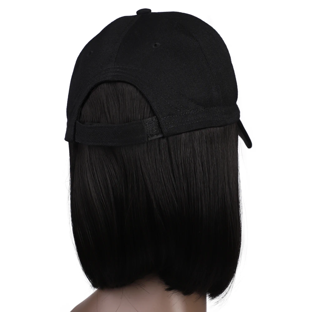 Short 8" Synthetic BoB Baseball Cap Hair Wig POP Wig Hair Extension Adjustable Cap for Women Black/Pink/White Color