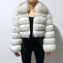 Rf1982 зимняя женская мода короткие Стиль Slim Fit на молнии из натурального Лисьего меха, куртка Rf1982 зимняя женская мода короткие Стиль Slim Fit на молнии из натурального Лисьего меха, куртка