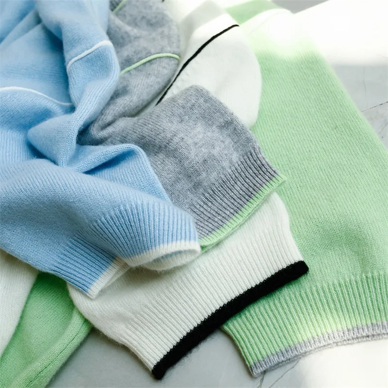 100% Cashmere Knit T-shirt Women's Short-sleeved