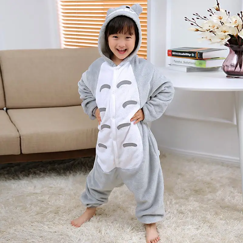 Kigurumi/Детские пижамы с единорогом; детские зимние комбинезоны; одежда для сна для мальчиков и девочек; пижамный комплект; милые пижамы с тиграми в виде животных - Цвет: Totoro