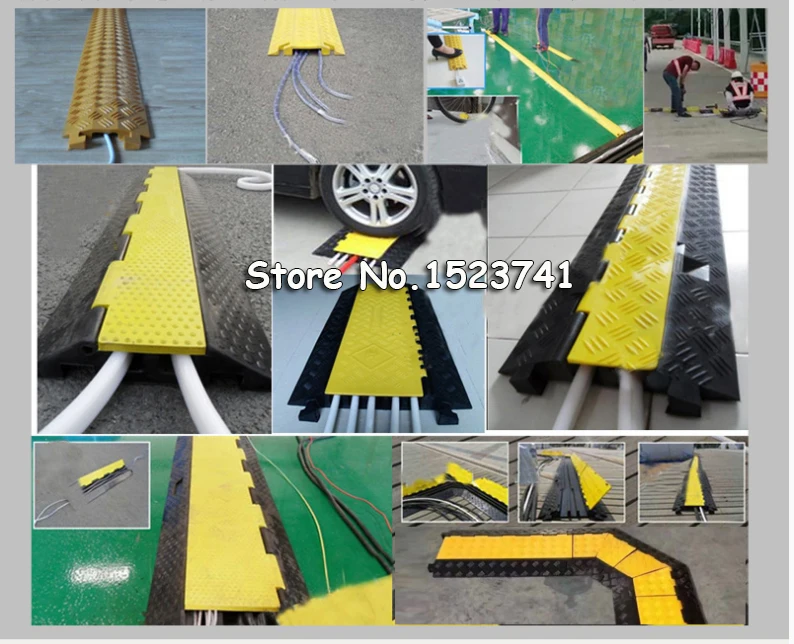 1 Pack 3 Channels Cable Protectors Ramp Heavy Duty Cable Cover Guard Wire Cord Ramp Driveway Rubber Traffic Speed Bumps
