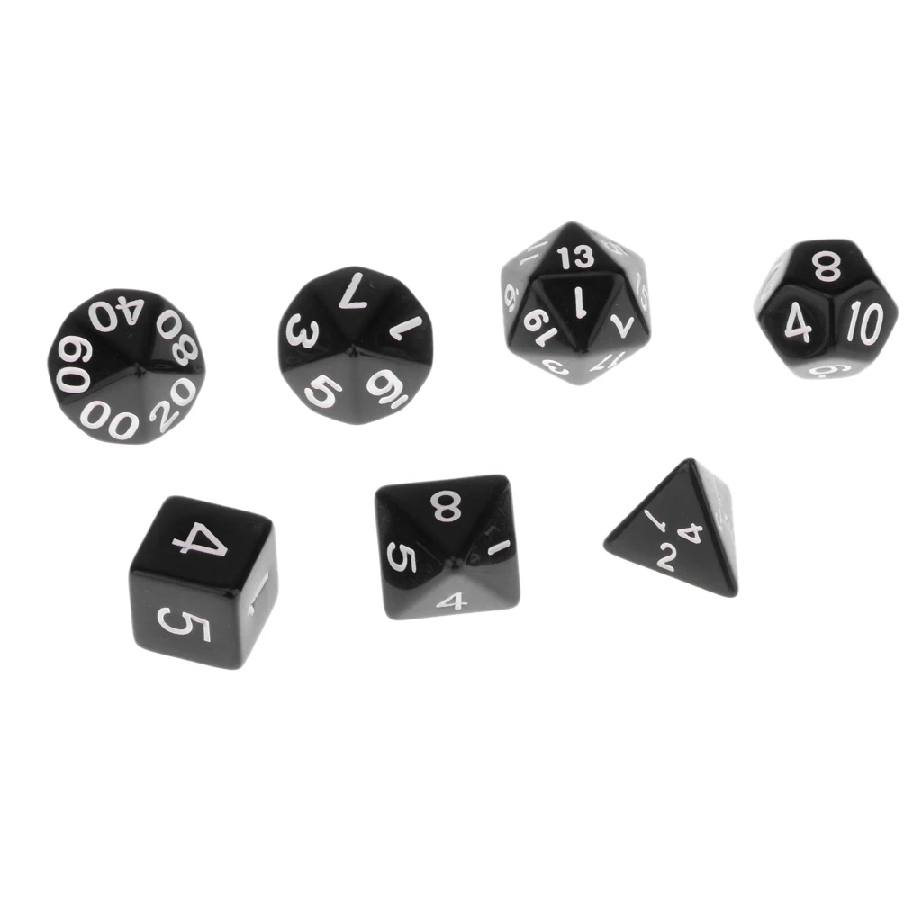 7 шт./компл. TRPG игры Подземелья и Драконы D4-D20 многосторонние кубики черного цвета