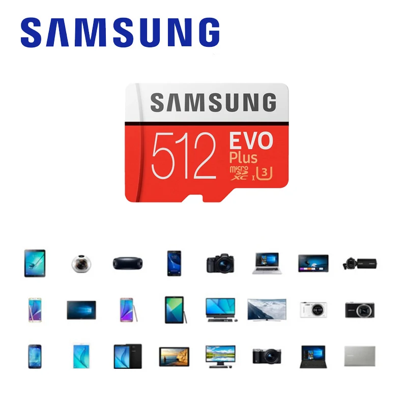 SAMSUNG карта памяти EVO Plus 512 Гб класс 10 TF карта 512 ГБ Micro SD карта C10 microSDXC UHS-I U3 картао де Мемория