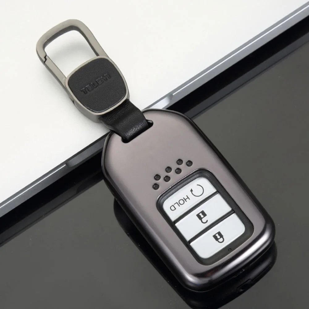 Gray Metal buckle Чехол для ключей из сплава для Honda jade Fit vezel Civic XR-V CRV Accord Crosstour CRIDER Spirior ELYSION Odyssey 2 3 4 чехол для ключей с кнопками - Название цвета: Gray Metal buckle