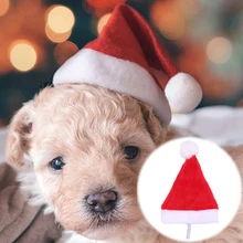 

Christmas Pet Santa Hat Christmas Cat Dog Ornament Santa Claus Hat Winter Warm Xmas New Year Plush Cap Home Christmas Decoration