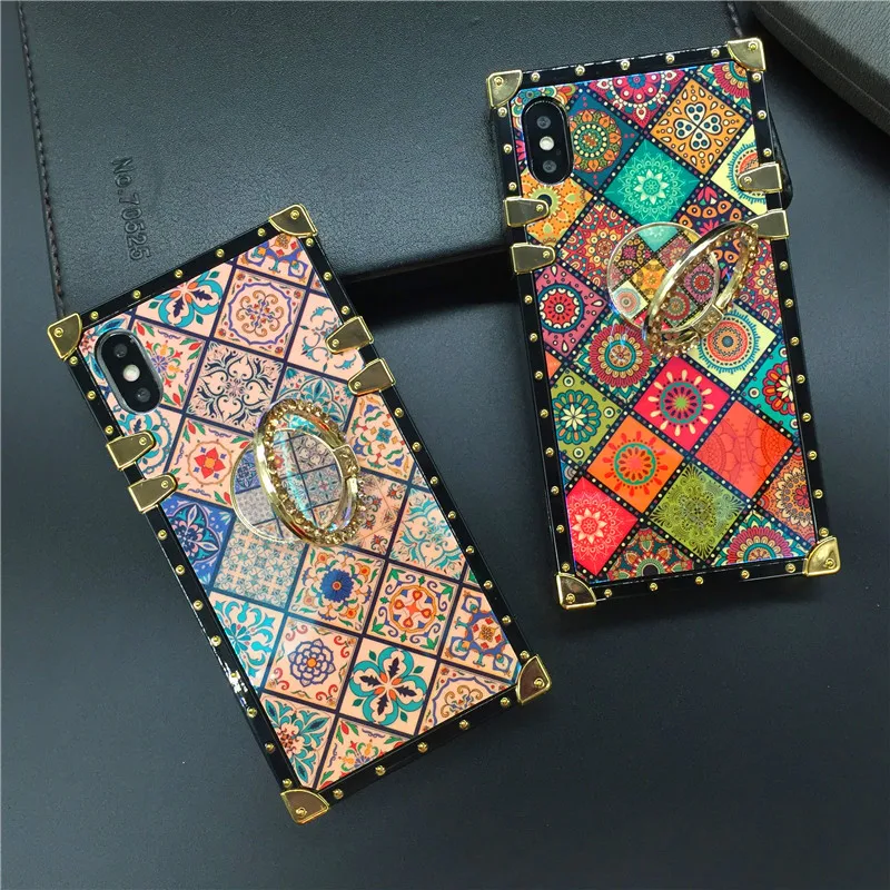 Luxury Glitter Vintage Pattern Flower Plaid Cover For Samsung Galaxy 23  Ultra Soft Square Phone Case for Samsung Galaxy S23 Plus - AliExpress