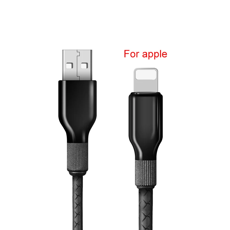 ESVNE 3A быстро Зарядное устройство Micro USB кабель для передачи данных для iPhone XiaoMi android 8 контактный шнур провод Тип C кабель USB C для зарядки мобильного телефона - Цвет: Black For Apple