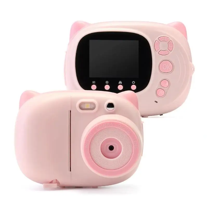 

P02 Mini Digital Camera 2.4 inch WiFi Built-in Sprout Cute Big Head Sticker Pattern Cartoon Cute Camera Support Photo Printer
