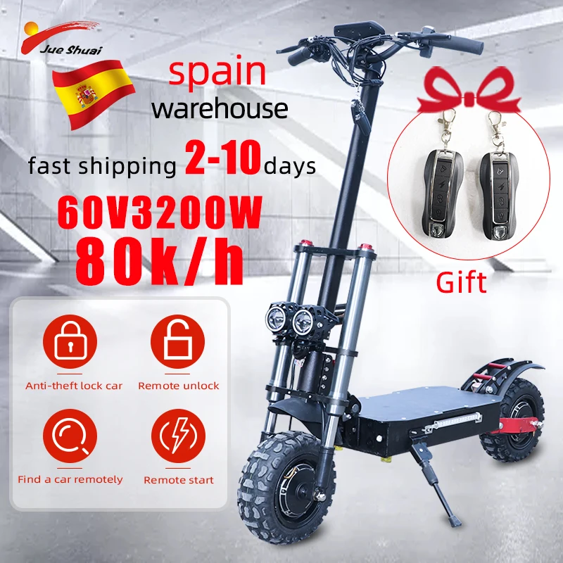 

60V 3200W Electric Scooter110KM Long distance For Adults Foldable 11 inch Hoverboard with seat Electric Dual Motor Scooter