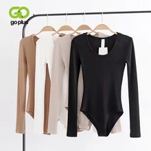 GOPLUS Bodysuit Women Sexy Club Long Sleeve Skinny Playsuits O-neck Bodysuits Monos Body Mujer Top Femme Manche Longue C10824