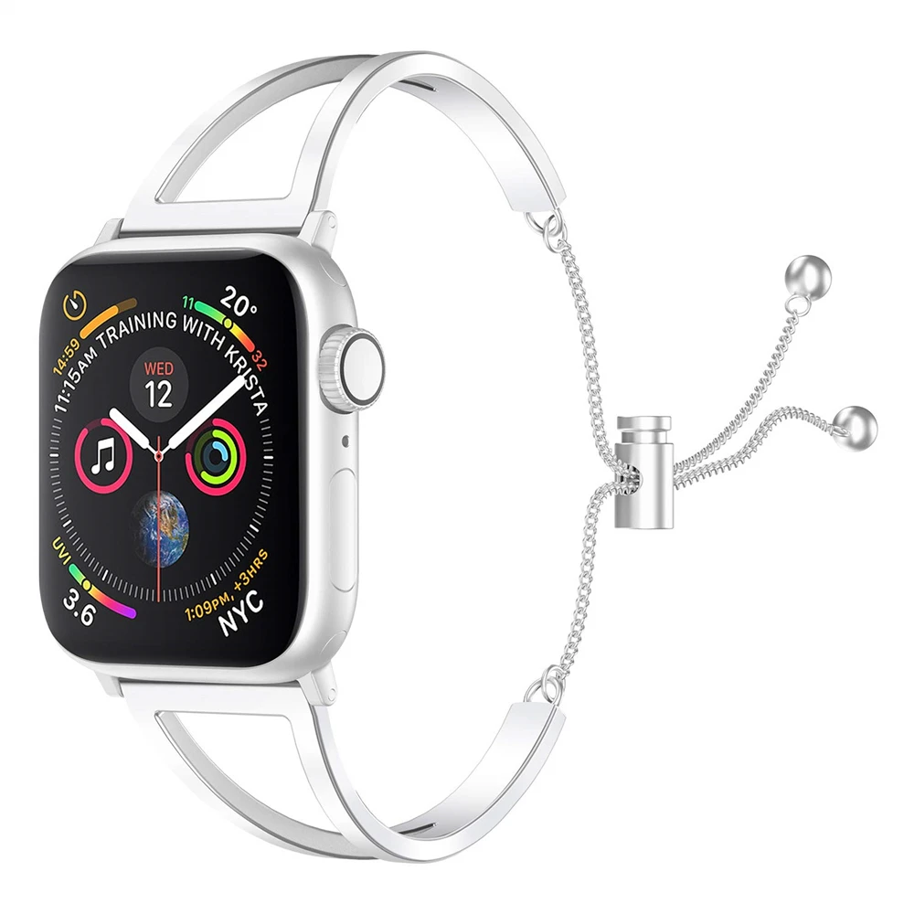 

Ремешок из нержавеющей стали для Apple Watch 7 6 5 4 40 мм 44 мм, браслет для iwatch SE 3 2 1 38 мм 42 мм, классический стильный Ювелирный Браслет-манжета