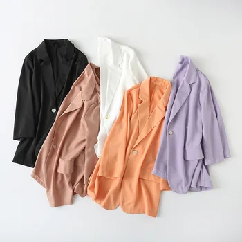 

M7858-Korean Women's Purple Blazer 2020 Summer New Fashion Style One Button Summer OL Spring Coats Female