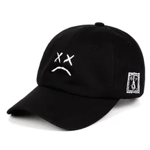 Men's Lil Peep Sad Face Baseball Caps Women Embroidery Snapback xxxtentacion Hip Hop Caps for Boys Golf Black Cotton Sun Dad Hat