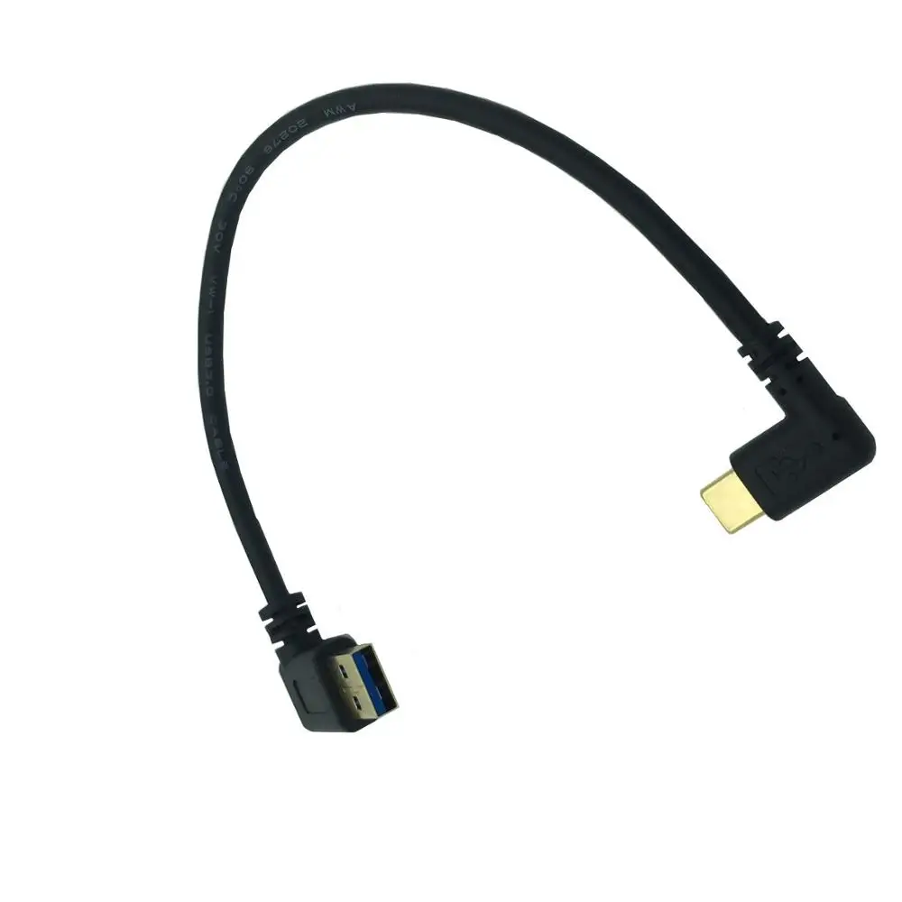 Позолоченный 90 градусов правый угол USB 3,0(тип-a) штекер USB3.1(тип-c) Мужской USB синхронизация данных и зарядный кабель Разъем(черный