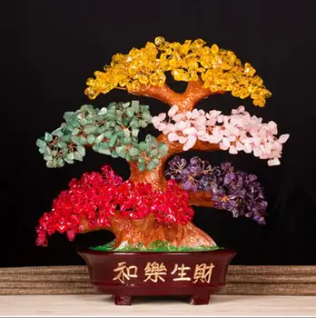 

Natural crystal jewel tree multicolored jewel tree wire wrapped tree feng Shui good luck money