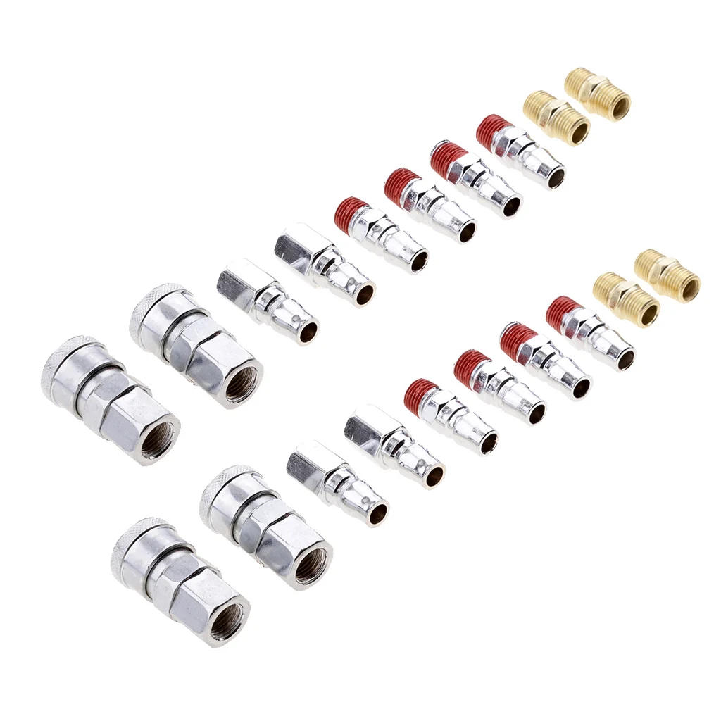 20 Pieces Air Compressor Line Hose Fittings Quick Release Connector 1/4 20 Pieces Air Compressor Line Hose Fittings Quick Release Connector 1/4