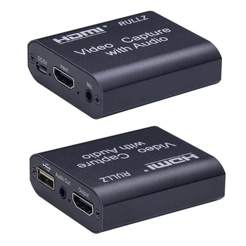 

USB 2.0 Mini 4K 1080p HD HDMI Video Capture Card Microphone In Audio Loop Out for Youtube Live Streaming Plate Game Record Box