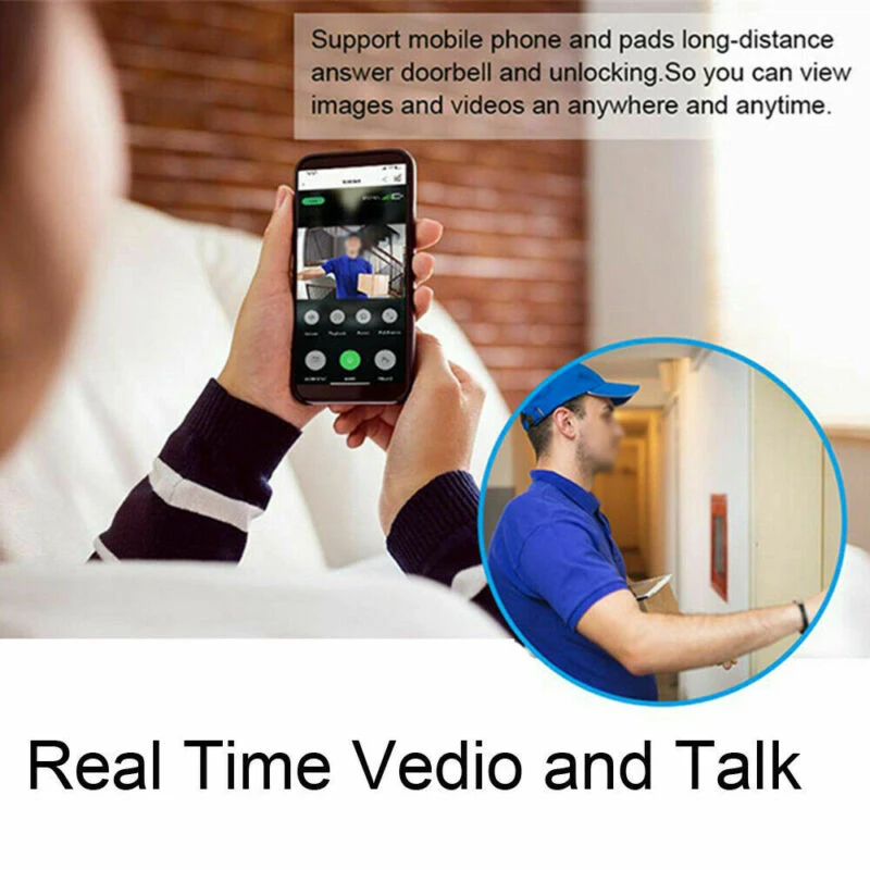 WiFi Doorbell Wireless Video Two-Way Talk Smart Security HD Infrared LED