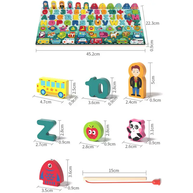 Montessori Educational Wooden Toys Children Busy Board Math Fishing Children's Wooden Preschool Montessori Toy Counting Geometry 6