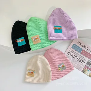 Autumn Winter Baby Beanies Knitted Hats Kids Boys Girls Soft Thicking Warm Caps Pin Accessories Fashion Children Bucket Hat
