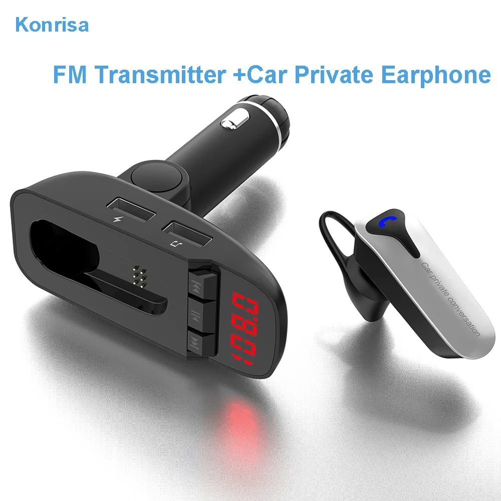 В автомобиле Bluetooth наушники гарнитура+ fm-передатчик Bluetooth Handsfree автомобильный комплект AUX Выход Поддержка TF карта u-диск