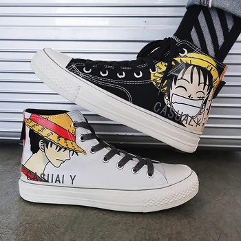 

2019 new high quality fashion casual doodle student breathable anime cartoon men's shoes canvas shoes sneakers tennis 39-44