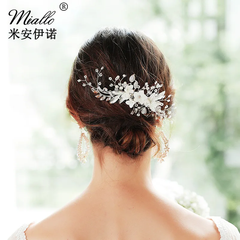 

Mianino Original Design New Style Hair Comb Korean Series Handmade Ceramic Flower Hair Comb Bridal Wedding Headgear
