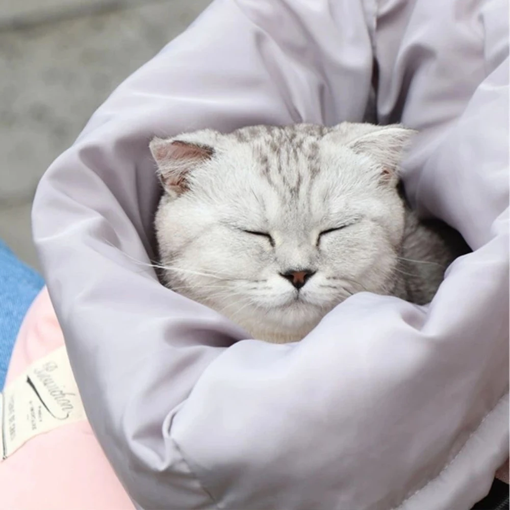 Pet Cat Bag Carrier Winter Warm Single Shoulder Backpack Outdoor Travel Portable Sleeping Bag Small Animal Dog Cat Messenger