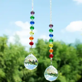 

H&D 2pcs Sparkling 30mm Crystal Ball Prism Suncatcher Rainbow Maker Window Hanging Ornament Home Garden Decor Housewarming Gift