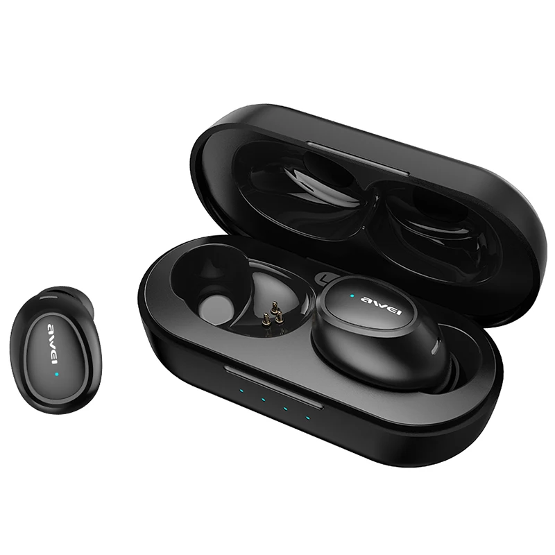 Black Awei T16 True TWS беспроводные бинауральные наушники-вкладыши стерео звук Bluetooth 5,0 наушники с микрофоном - Цвет: Black